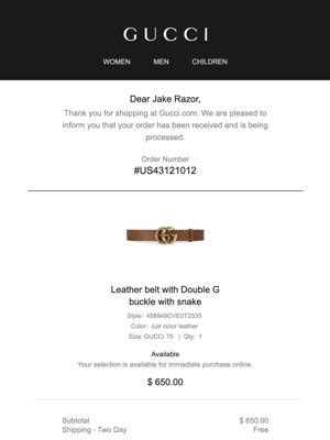 gucci order confirmation.